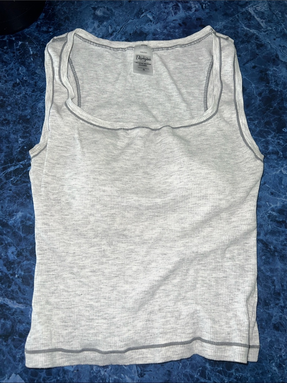 Danskin Women's Light Heather Gray Ribbed Tank Top with pads